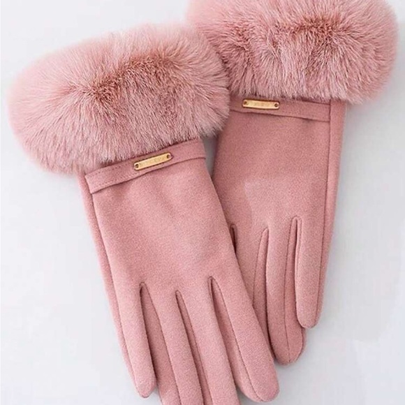 1pair Plush Gloves With Mitten Cover, Touchscreen Compatible - Picture 3 of 3